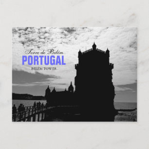 Black White Belem Tower Silhouette 2 Torre Belem Postcard