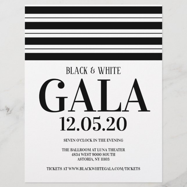Black & White Benefit Gala New Years Party Flyer (Front)