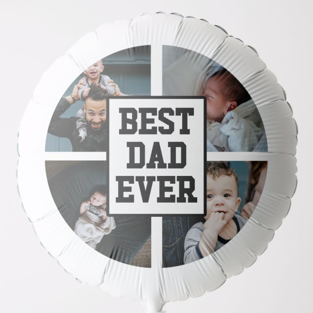 Black White Best Dad Ever Custom Photo Picture Balloon (Front)