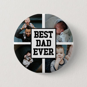 Black White Best Dad Ever Custom Photo Picture Button