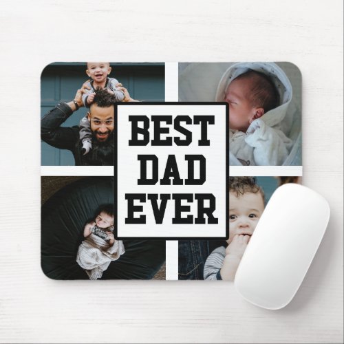 Black White Best Dad Ever Custom Photo Picture Mouse Pad