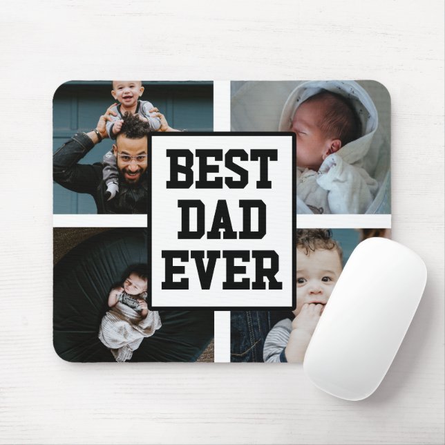Black White Best Dad Ever Custom Photo Picture Mouse Pad (With Mouse)