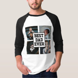 Black White Best Dad Ever Custom Photo Picture T-Shirt