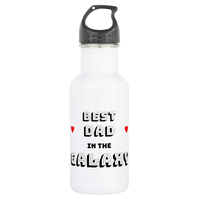 Black White Best Dad In The Galaxy Water Bottle (Front)