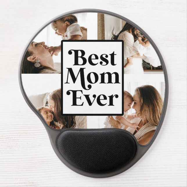 Black White Best Mom Ever Custom Photo Picture Gel Mouse Pad (Front)