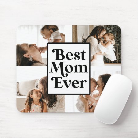 Black White Best Mom Ever Custom Photo Picture Mouse Pad