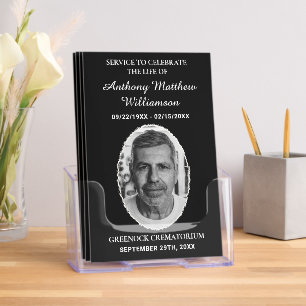 Black & White Bi-fold Custom Photo Funeral Program Brochure