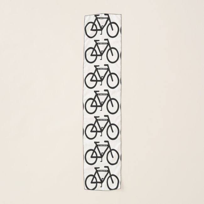 Black White Bicycle Pattern Sports Chiffon Scarf