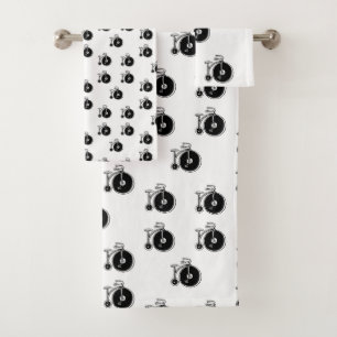 Black & White Bicycles Vintage Bathroom Towel Sets