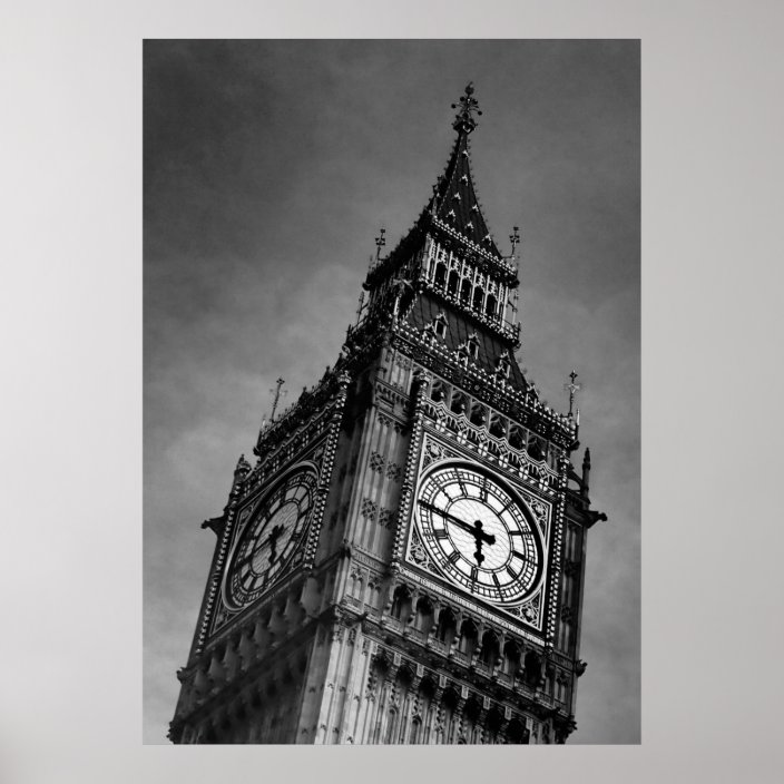 Black & White Big Ben Art Photography Poster | Zazzle.com