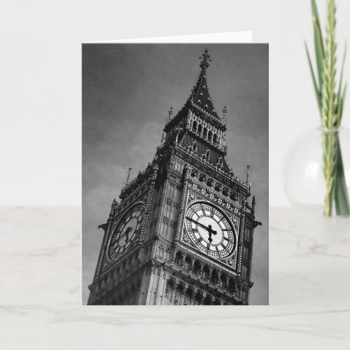 Black  White Big Ben Clock Tower Card