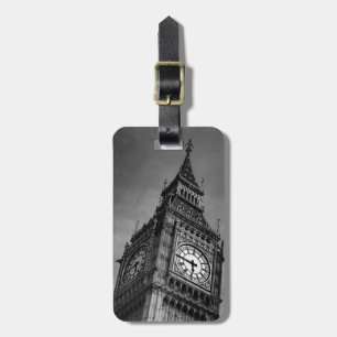 Black & White Big Ben Clock Tower Luggage Tag