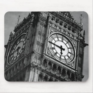 Black & White Big Ben Clock Tower Travel Europe Mouse Pad