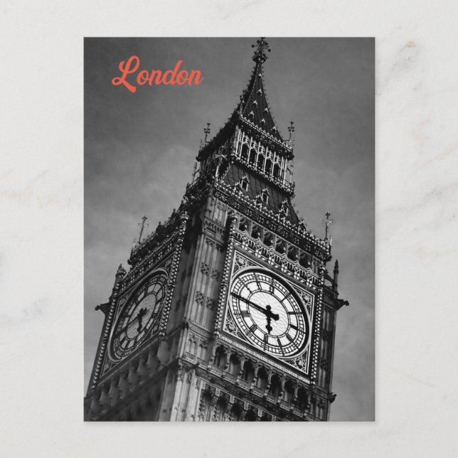 Black & White Big Ben Europe Travel Art Photograph Holiday Postcard (Front)