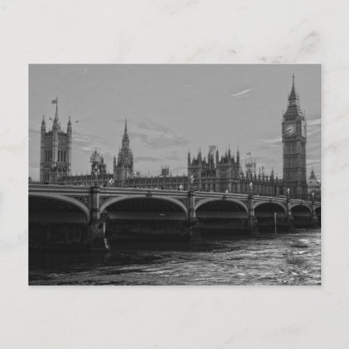 Black White Big Ben Tower Palace of Westminster Postcard