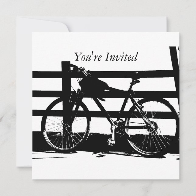 ©Black & White Bike at Sea Custom Invitation (Front)