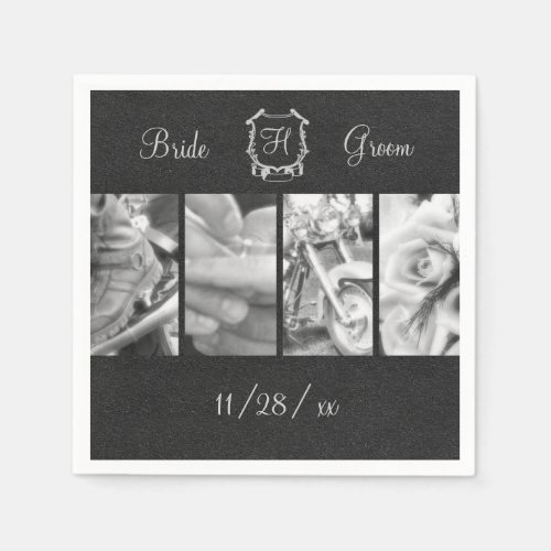 Black  White Biker Wedding Custom Paper Napkins