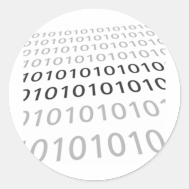 Black & White Binary 01 - GeekShirts Classic Round Sticker (Front)