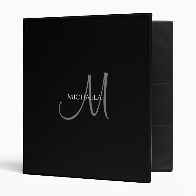Black & White Binder Initial Letter Monogram (Front/Inside)