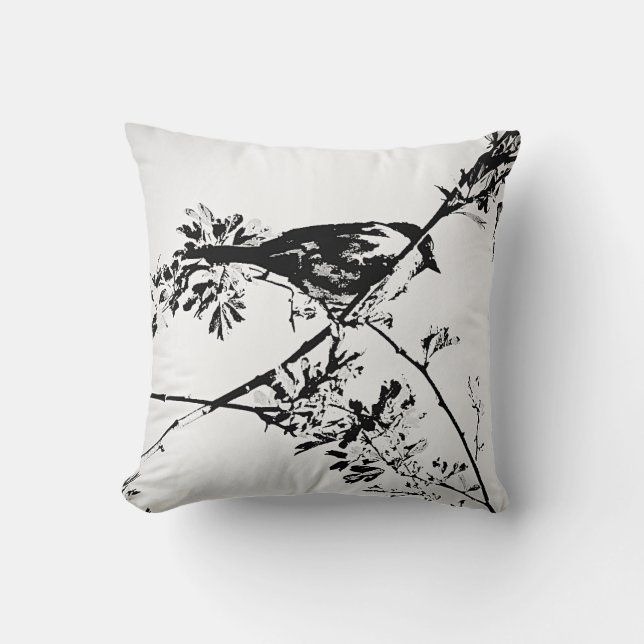 Black & White Bird Pillows. Throw Pillow (Front)