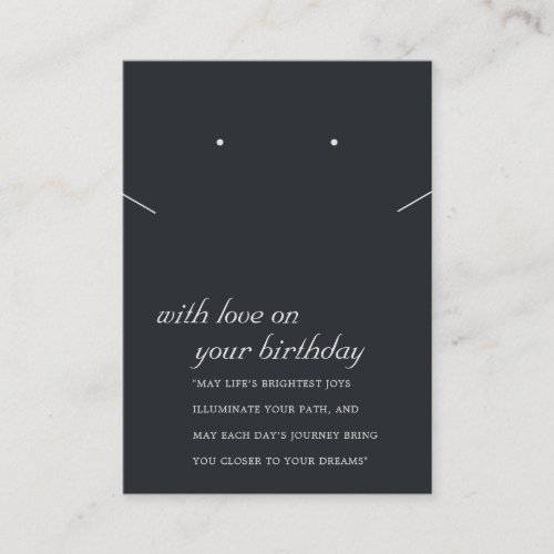BLACK  WHITE BIRTHDAY GIFT NECKLACE EARRING CARD