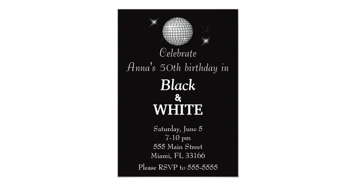 Black & White Birthday Party Invitation