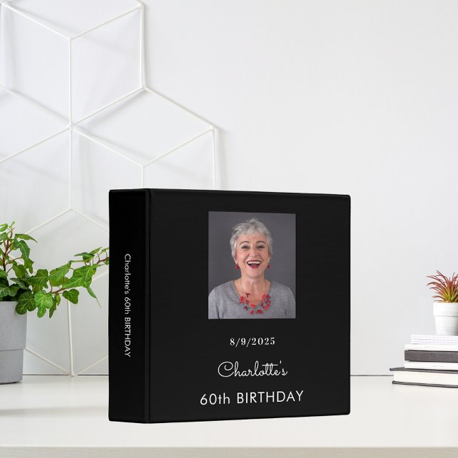 Black white birthday photo album 3 ring binder (Creator Uploaded)