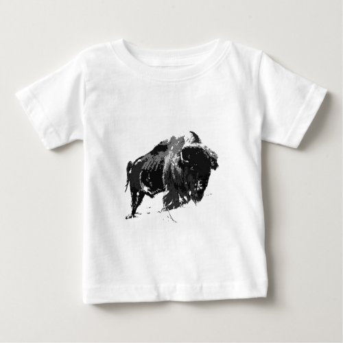 Black  White Bison  Buffalo Baby T_Shirt