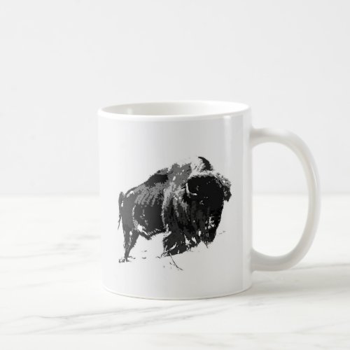 Black  White Bison  Buffalo Coffee Mug