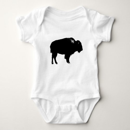 Black  White Bison Buffalo Silhouette Pop Art Baby Bodysuit