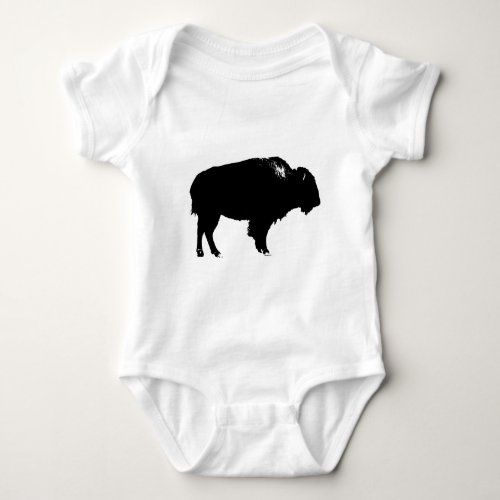 Black  White Bison Buffalo Silhouette Pop Art Baby Bodysuit