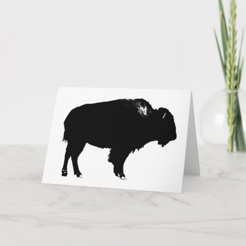 Black  White Bison Buffalo Silhouette Pop Art Card