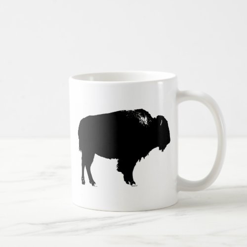 Black  White Bison Buffalo Silhouette Pop Art Coffee Mug