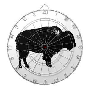 Black & White Bison Buffalo Silhouette Pop Art Dart Board