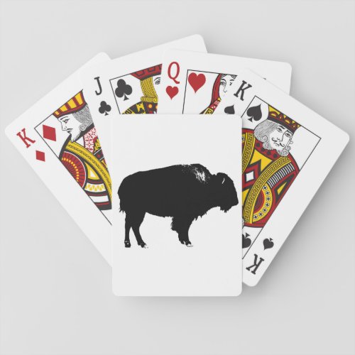 Black  White Bison Buffalo Silhouette Pop Art Poker Cards