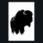 Black & White Bison Buffalo Silhouette Pop Art Poster<br><div class="desc">Iconic American West Historical Images - Buffalo Photography Artwork</div>