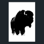 Black & White Bison Buffalo Silhouette Pop Art Poster<br><div class="desc">Iconic American West Historical Images - Buffalo Photography Artwork</div>