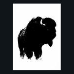 Black & White Bison Buffalo Silhouette Pop Art Poster<br><div class="desc">Iconic American West Historical Images - Buffalo Photography Artwork</div>