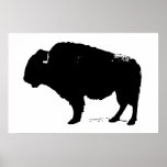 Black & White Bison Buffalo Silhouette Pop Art Poster<br><div class="desc">Iconic American West Historical Images - Buffalo Photography Artwork</div>