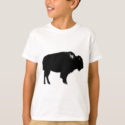 Black  White Bison Buffalo Silhouette Pop Art T_Shirt