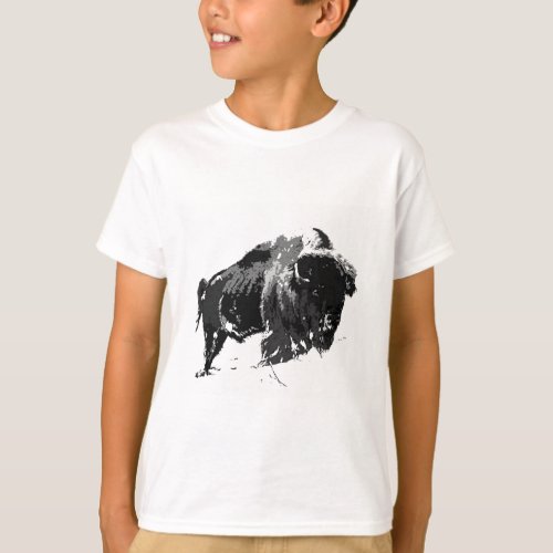 Black  White Bison  Buffalo T_Shirt