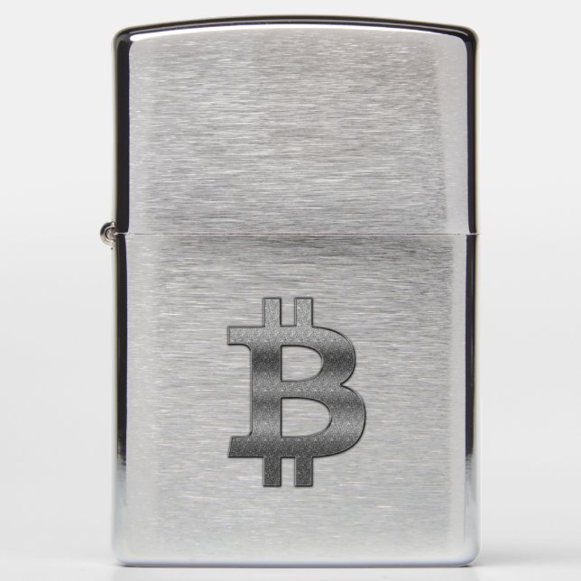 Black/White Bitcoin Zippo Lighter (Front)