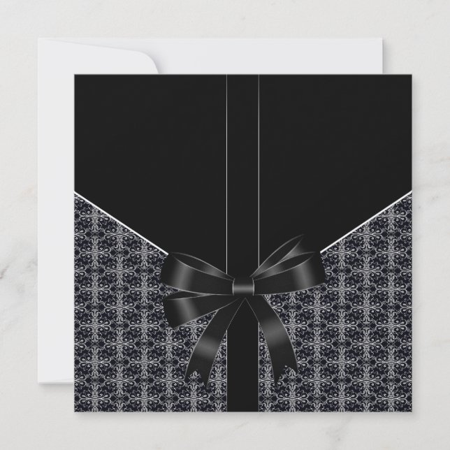 Black White Black Damask Wedding Invitation (Front)