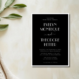 Black & White Black Tie Elegant Quiet Wedding Invitation