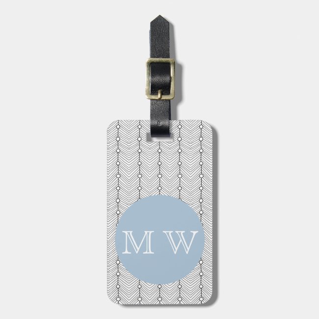 Black & White, Blue - Abstract Pattern Luggage Tag
