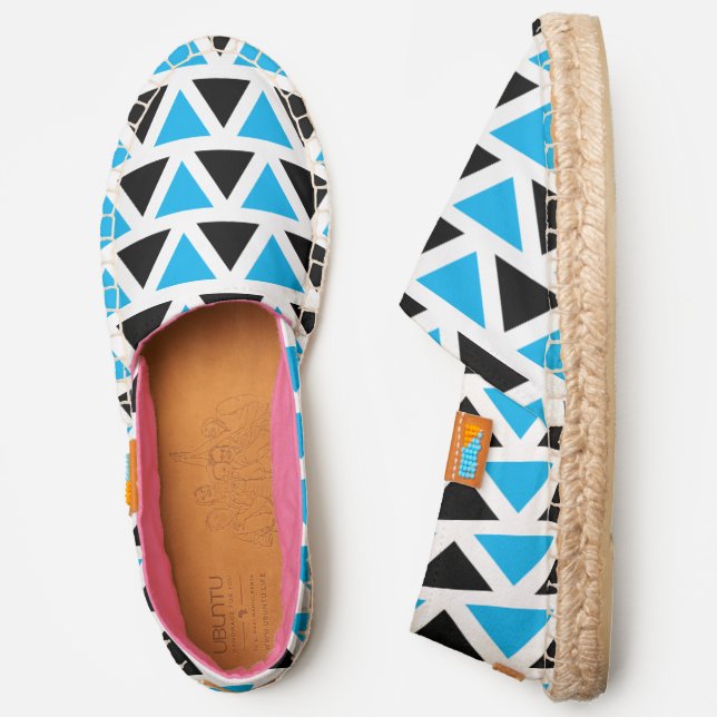 Black, White, Blue Abstract Triangles Espadrilles (Side)