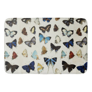 BLACK WHITE BLUE BUTTERFLIES Beauty Nature Lover Bath Mat