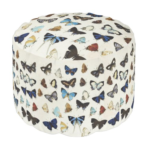 BLACK WHITE BLUE BUTTERFLIES Beauty Nature Lover Pouf