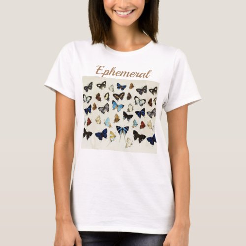 BLACK WHITE BLUE BUTTERFLIES Beauty Nature Lover T_Shirt