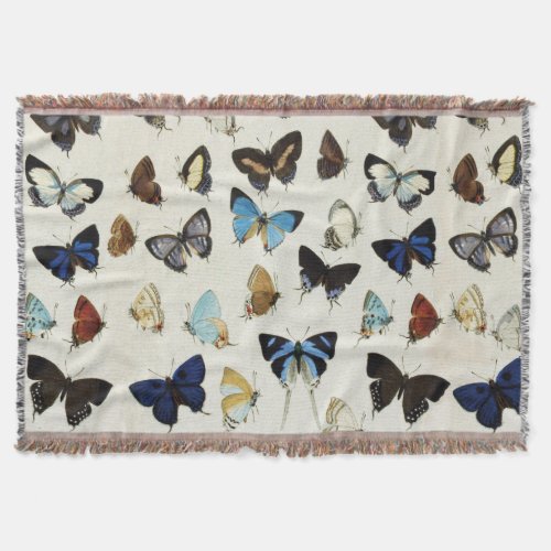 BLACK WHITE BLUE BUTTERFLIES Beauty Nature Lover Throw Blanket